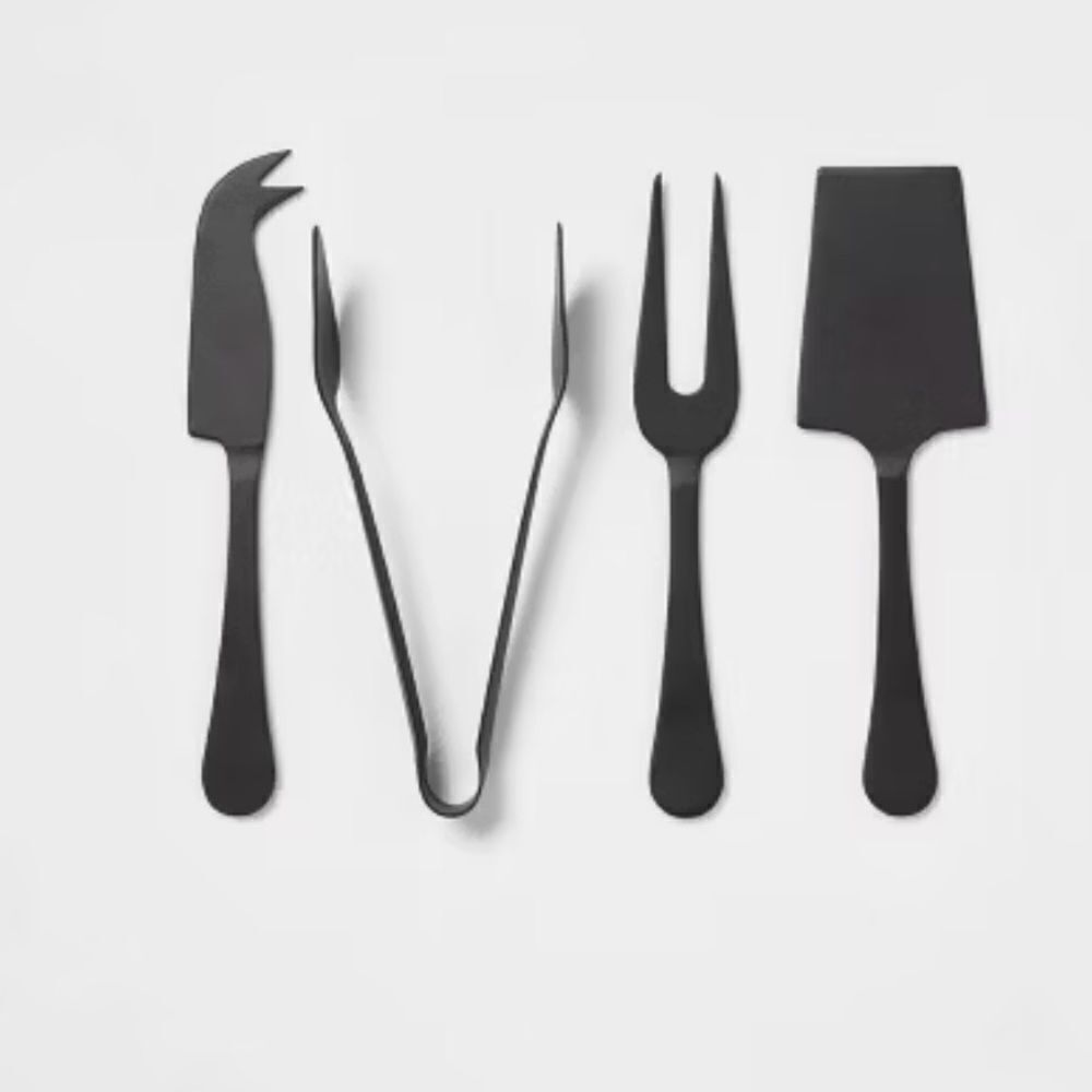4pc Stainless Steel Cheese Knive Serving Set Black - Threshold™ NEW